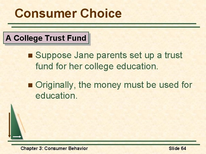 Consumer Choice A College Trust Fund n Suppose Jane parents set up a trust