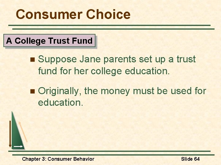 Consumer Choice A College Trust Fund n Suppose Jane parents set up a trust Consumer Choice A College Trust Fund n Suppose Jane parents set up a trust