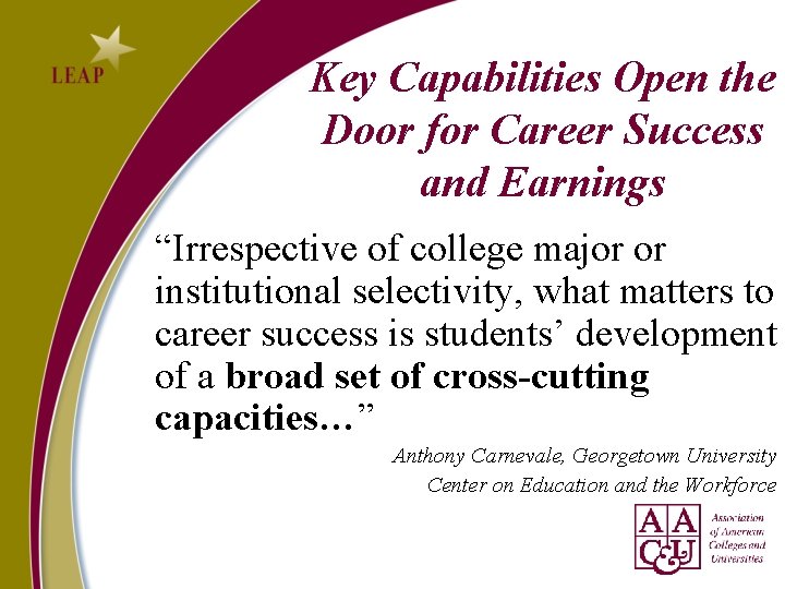 Key Capabilities Open the Door for Career Success and Earnings “Irrespective of college major