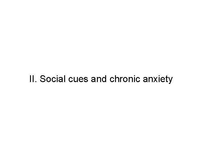 II. Social cues and chronic anxiety 