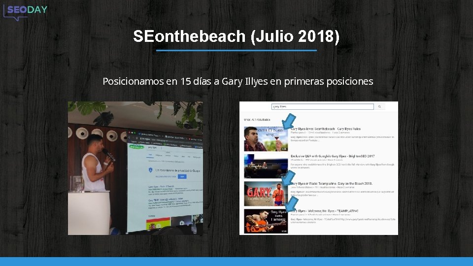 SEonthebeach (Julio 2018) Posicionamos en 15 días a Gary Illyes en primeras posiciones 