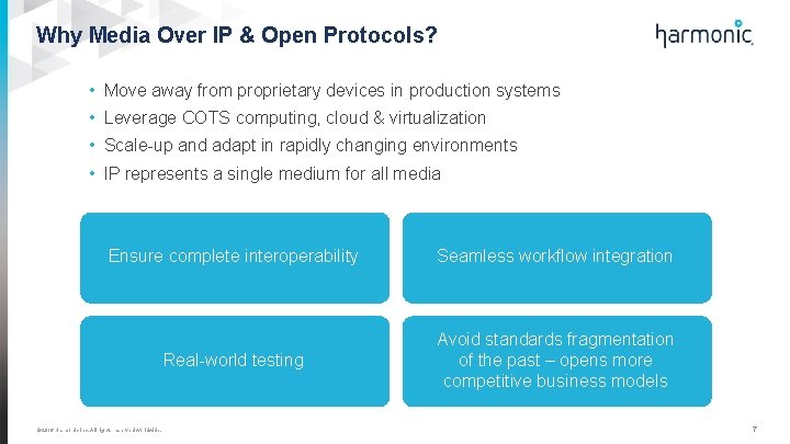 Why Media Over IP & Open Protocols? • Move away from proprietary devices in