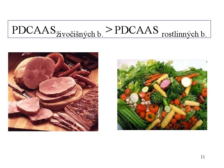 PDCAASživočišných b. > PDCAAS rostlinných b. 11 