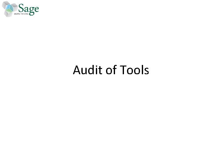 Audit of Tools 