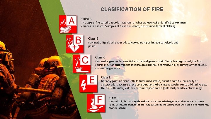 CLASIFICATION OF FIRE Class A This type of fire pertains to solid materials, or