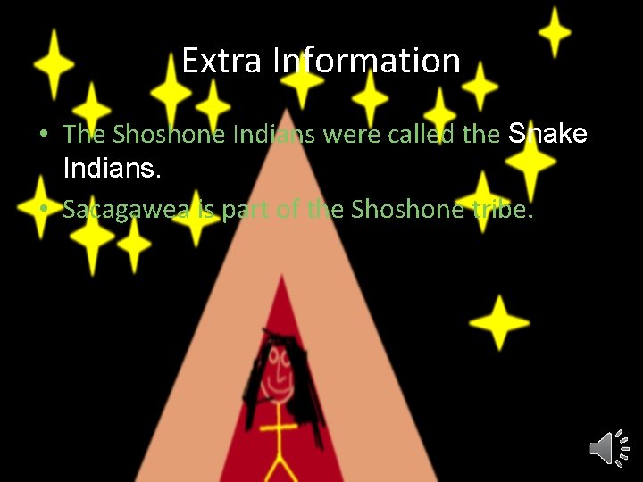 Extra Information • The Shoshone Indians were called the Snake Indians. • Sacagawea is