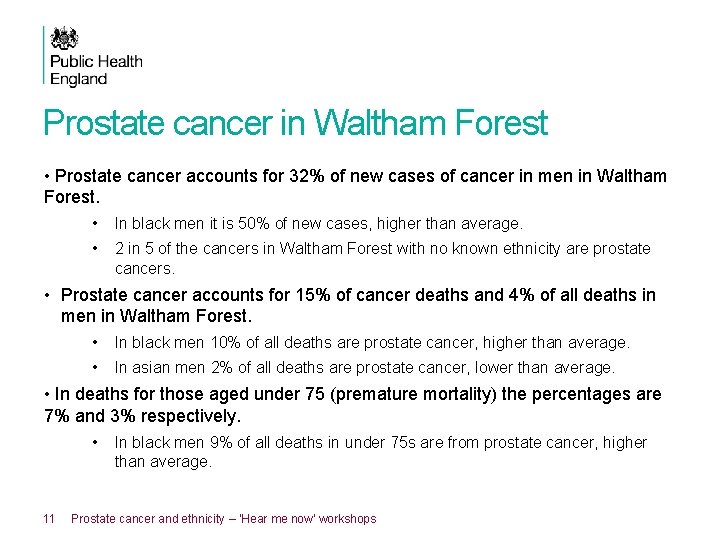 Prostate cancer in Waltham Forest • Prostate cancer accounts for 32% of new cases