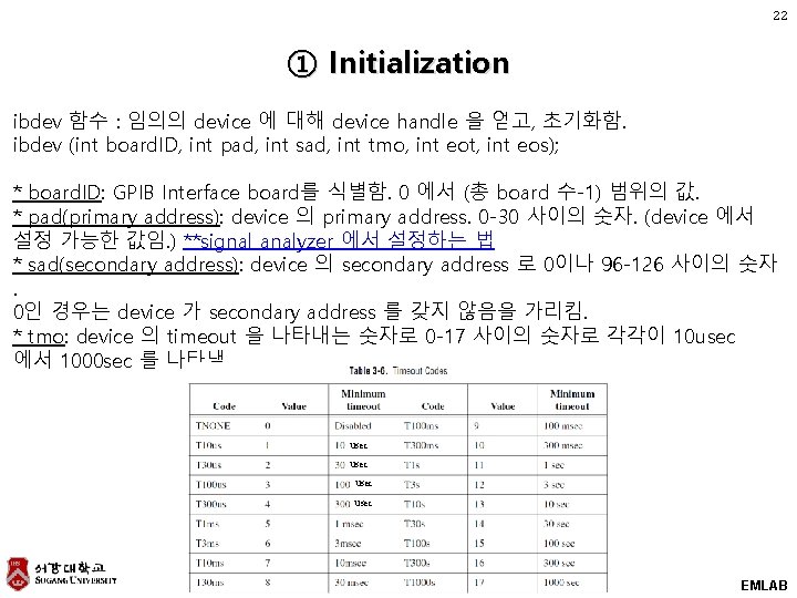 22 ① Initialization ibdev 함수 : 임의의 device 에 대해 device handle 을 얻고,