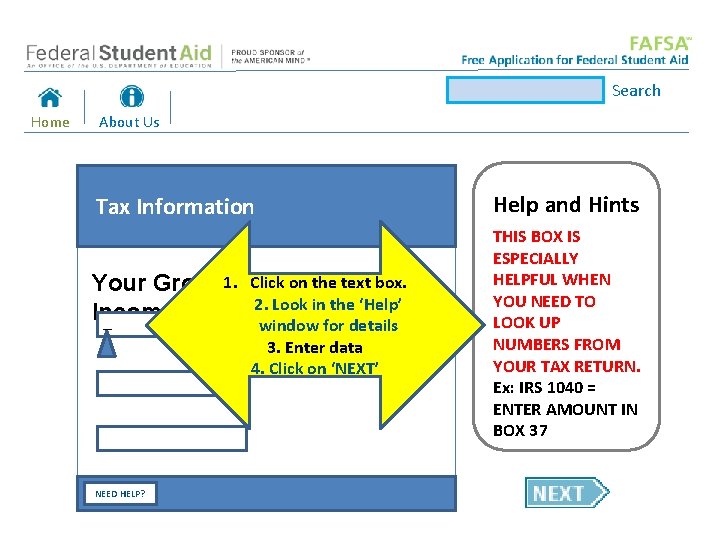 Search Home About Us Tax Information Click on the text box. Your Gross 1.