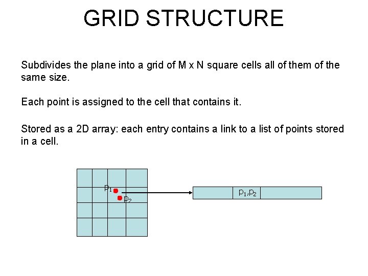 GRID STRUCTURE Subdivides the plane into a grid of M x N square cells