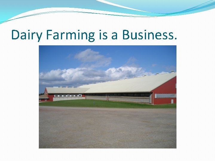 Dairy Farming is a Business. 