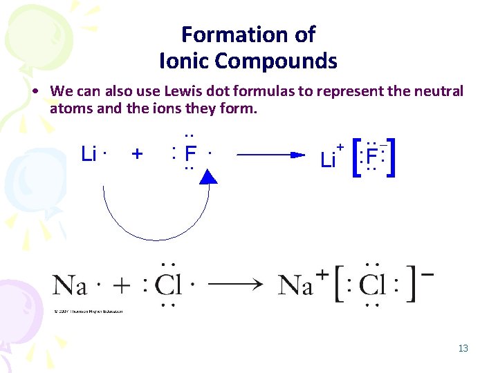 Formation of Ionic Compounds • We can also use Lewis dot formulas to represent