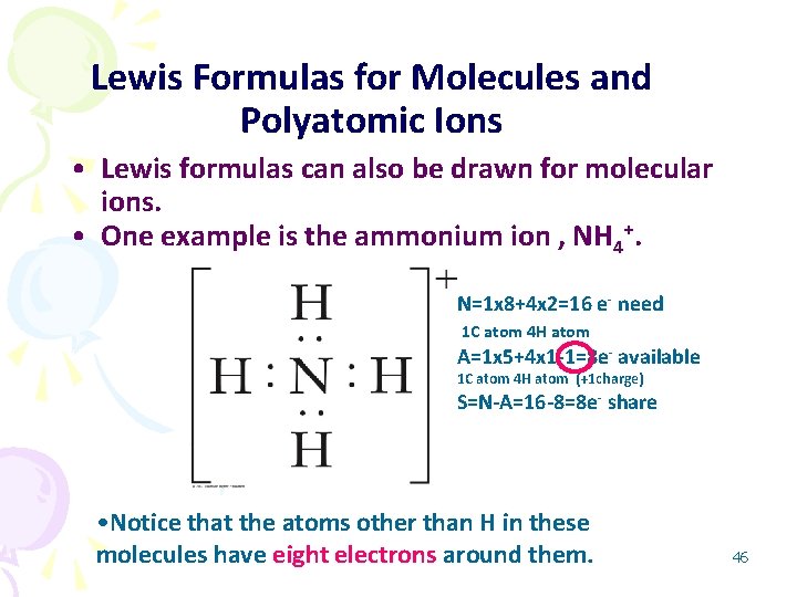 Lewis Formulas for Molecules and Polyatomic Ions • Lewis formulas can also be drawn