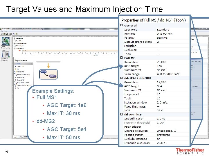 Target Values and Maximum Injection Time Example Settings: • Full MS 1 • AGC