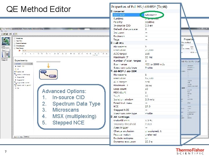 QE Method Editor 50 ms Advanced Options: 1. In-source CID 2. Spectrum Data Type