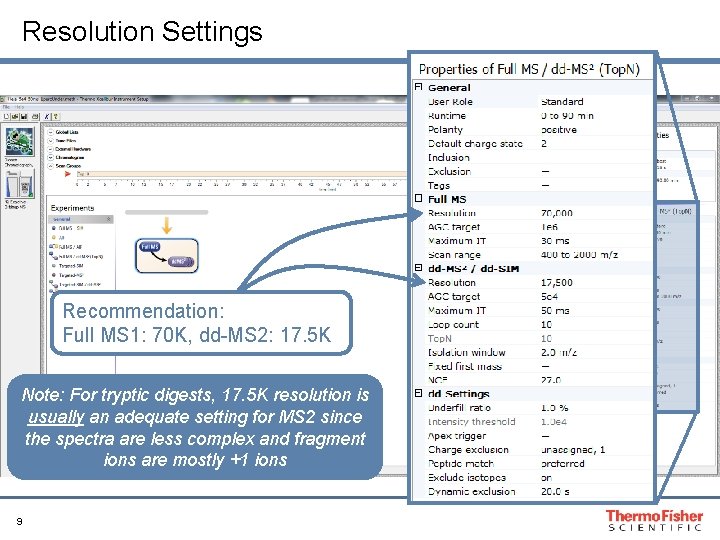 Resolution Settings Recommendation: Full MS 1: 70 K, dd-MS 2: 17. 5 K Note: