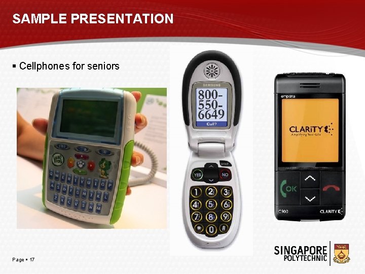 SAMPLE PRESENTATION Cellphones for seniors Page 17 