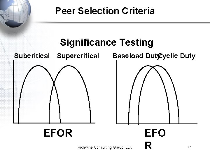 Peer Selection Criteria Significance Testing Subcritical Supercritical Baseload Duty Cyclic Duty EFOR Richwine Consulting