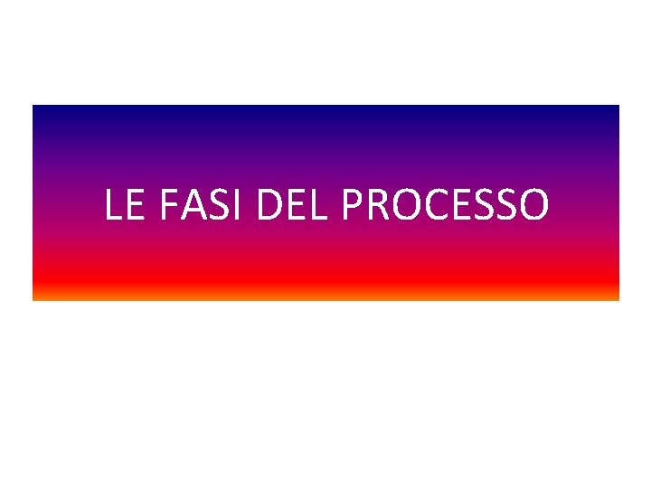 LE FASI DEL PROCESSO 