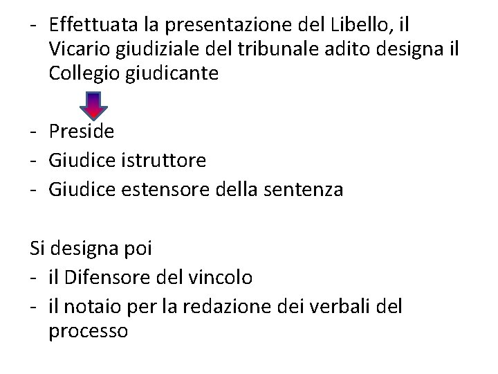 - Effettuata la presentazione del Libello, il Vicario giudiziale del tribunale adito designa il