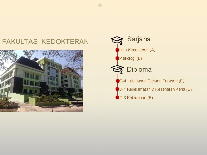 FAKULTAS KEDOKTERAN Sarjana Ilmu Kedokteran (A) Psikologi (B) Diploma D-4 Kebidanan Sarjana Terapan (B)