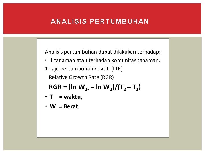 ANALISIS PERTUMBUHAN 