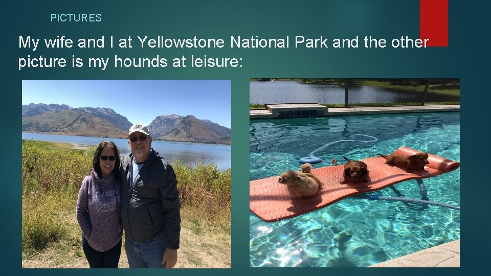 PICTURES My wife and I at Yellowstone National Park and the other picture is