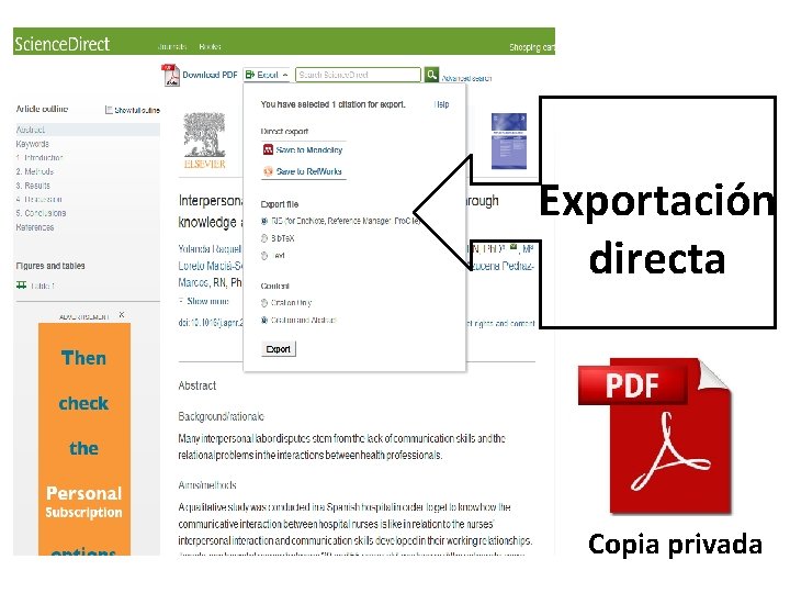 Exportación directa Copia privada 