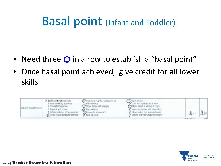 Basal point (Infant and Toddler) • Need three in a row to establish a