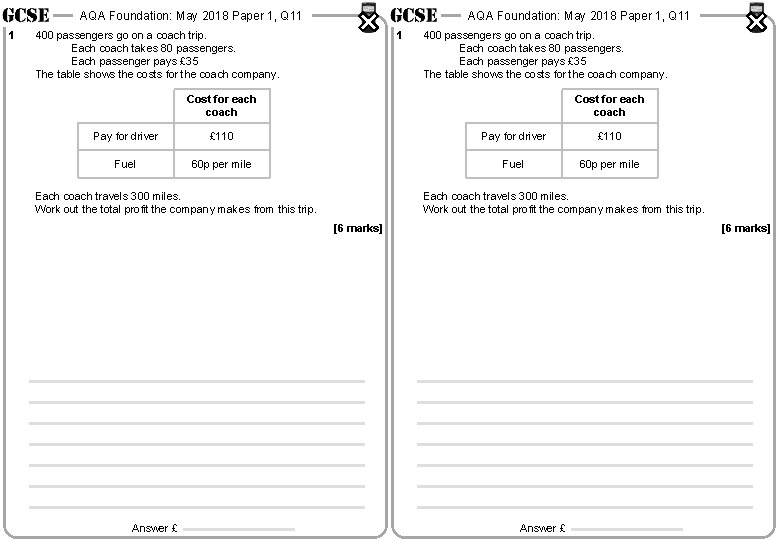 AQA Foundation: May 2018 Paper 1, Q 11 1 AQA Foundation: May 2018 Paper