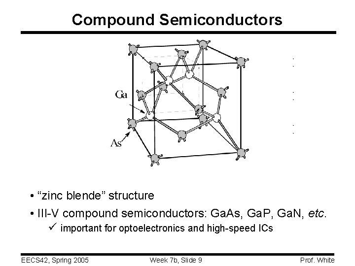 Compound Semiconductors • “zinc blende” structure • III-V compound semiconductors: Ga. As, Ga. P,