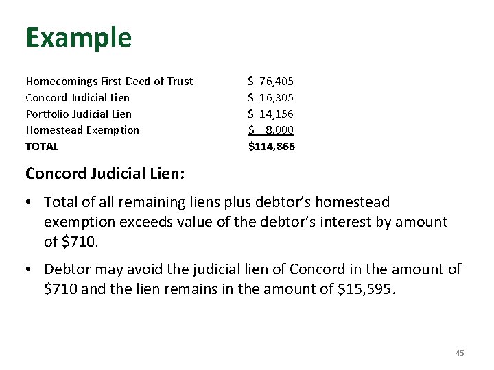 Example Homecomings First Deed of Trust Concord Judicial Lien Portfolio Judicial Lien Homestead Exemption