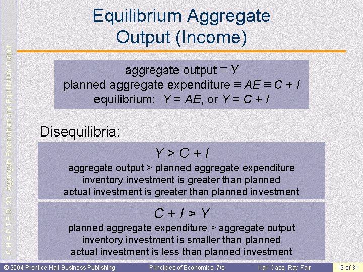 C H A P T E R 20: Aggregate Expenditure and Equilibrium Output Equilibrium