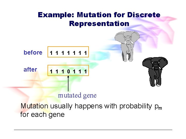 Example: Mutation for Discrete Representation before 1 1 1 1 after 1 1 1