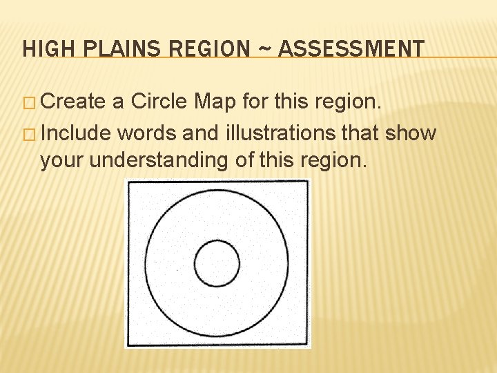 HIGH PLAINS REGION ~ ASSESSMENT � Create a Circle Map for this region. �
