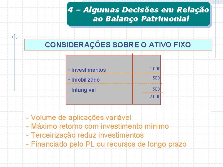 4 – Algumas Decisões em Relação ao Balanço Patrimonial CONSIDERAÇÕES SOBRE O ATIVO FIXO