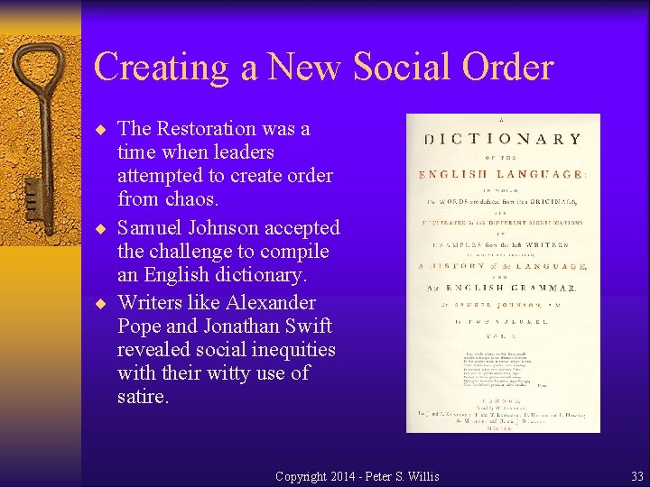 Creating a New Social Order ¨ The Restoration was a time when leaders attempted