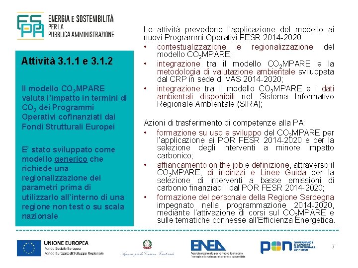 Attività 3. 1. 1 e 3. 1. 2 Il modello CO 2 MPARE valuta