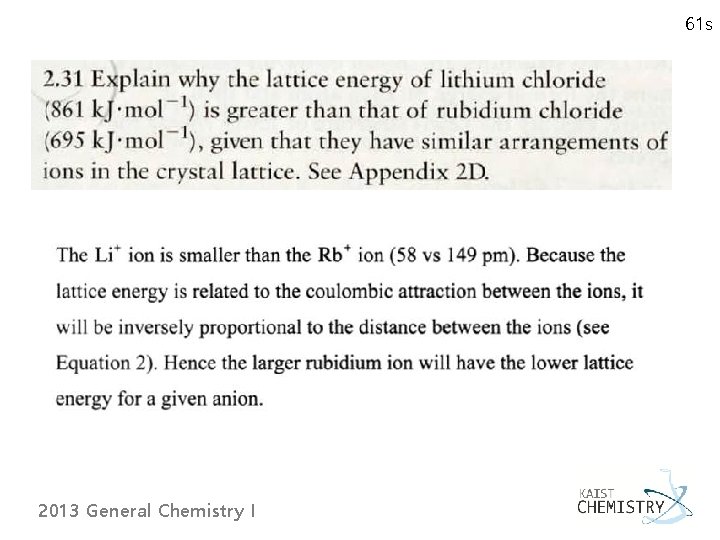 61 s 2013 General Chemistry I 