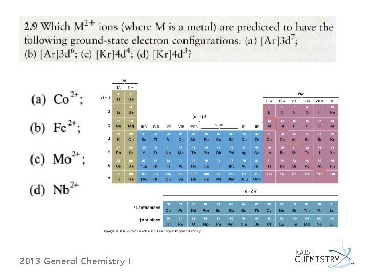 2013 General Chemistry I 