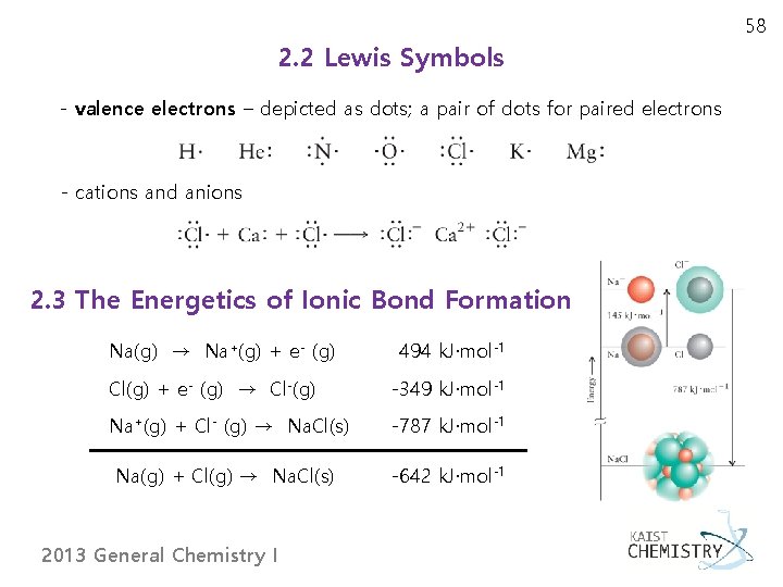 58 2. 2 Lewis Symbols - valence electrons – depicted as dots; a pair