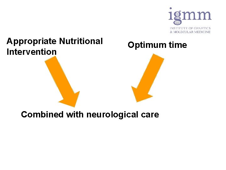 Appropriate Nutritional Intervention Optimum time Combined with neurological care 