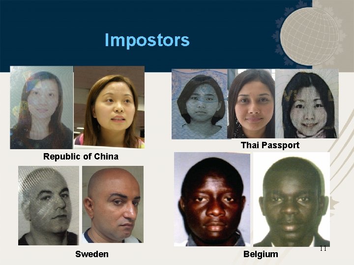 Impostors Thai Passport Republic of China Sweden Belgium 11 
