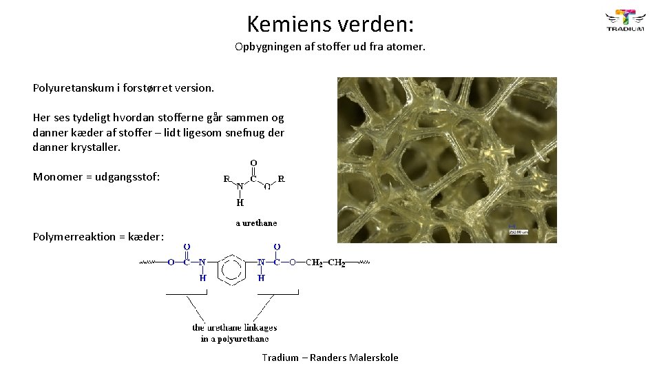 Kemiens verden: Opbygningen af stoffer ud fra atomer. Polyuretanskum i forstørret version. Her ses