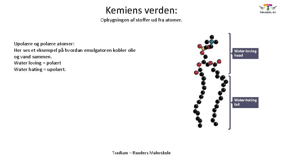 Kemiens verden: Opbygningen af stoffer ud fra atomer. Upolære og polære atomer: Her ses