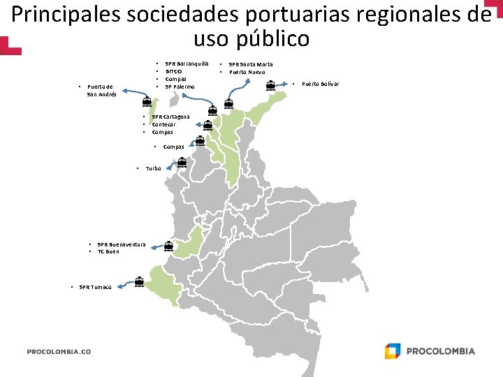 Principales sociedades portuarias regionales de uso público • • • Puerto de San Andrés