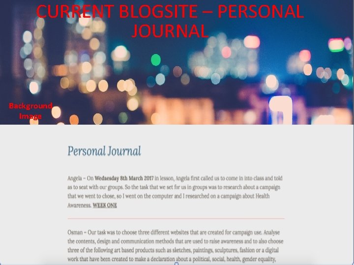 CURRENT BLOGSITE – PERSONAL JOURNAL Background Image 