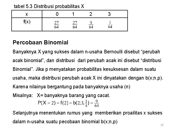  tabel 5. 3 Distribusi probabilitas X x 0 1 2 3 f(x) Percobaan