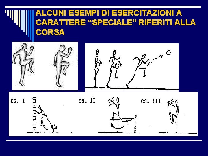 ALCUNI ESEMPI DI ESERCITAZIONI A CARATTERE “SPECIALE” RIFERITI ALLA CORSA 