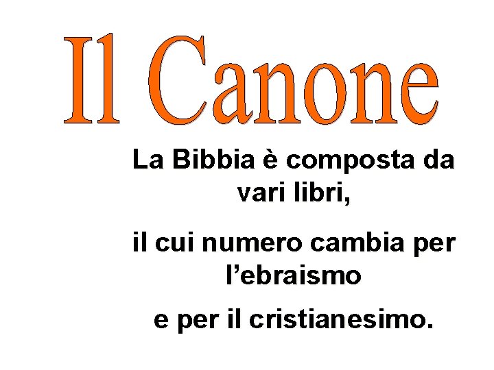 La Bibbia è composta da vari libri, il cui numero cambia per l’ebraismo e